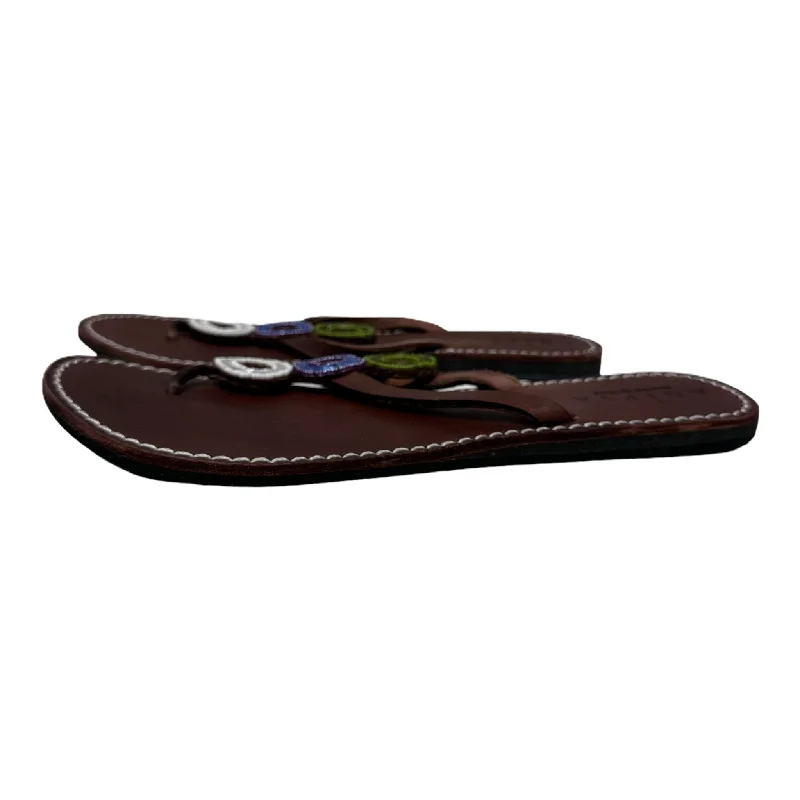 Brown Sandals Flip Flops By agipsa, Size: 9 Business Monk Strap Style  