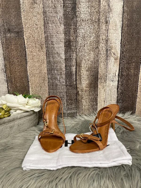 Brown Sandals Heels Stiletto Cme, Size 6 Slide Sandal Beach Style  