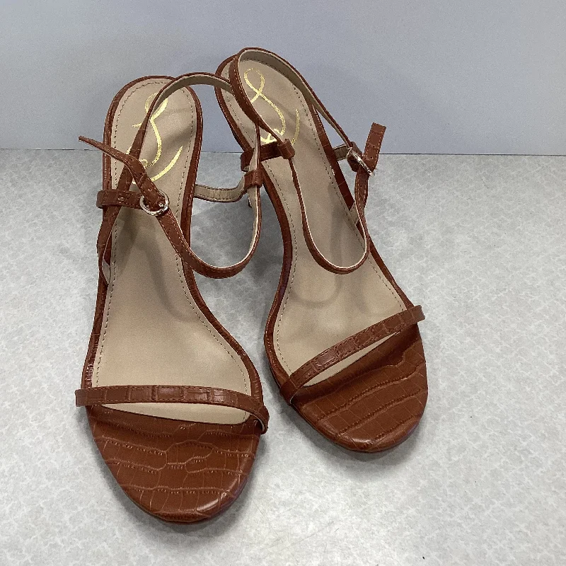 Brown Sandals Heels Stiletto Sam Edelman, Size 8 Victorian - Era Boot Style  