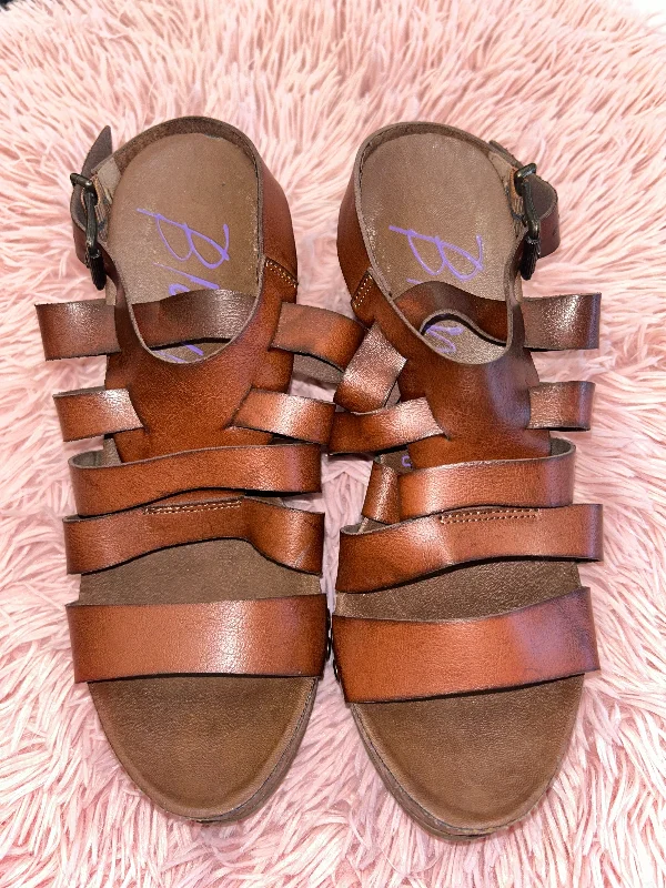 Brown Sandals Heels Wedge Blowfish, Size 9 Blue Coast Loafer Aesthetic 