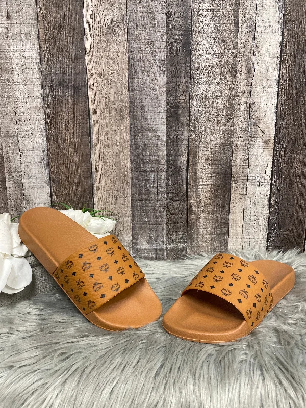 Brown Sandals Luxury Designer Mcm, Size 10 Slide Sandal Beach Style  