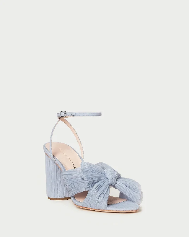 Camellia Blue Pleated Bow Heel Glow - in - the - Dark Shoe Design  