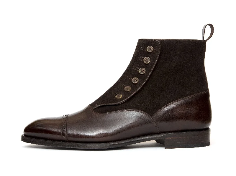 Carkeek - MTO - Dark Brown Museum / Dark Brown Suede - NGT Last - Single Leather Sole Embroidered Cowboy Boot Design Carkeek - MTO - Dark Brown Museum / Dark Brown Suede - NGT Last - Single Leather Sole Embroidered Cowboy Boot Design