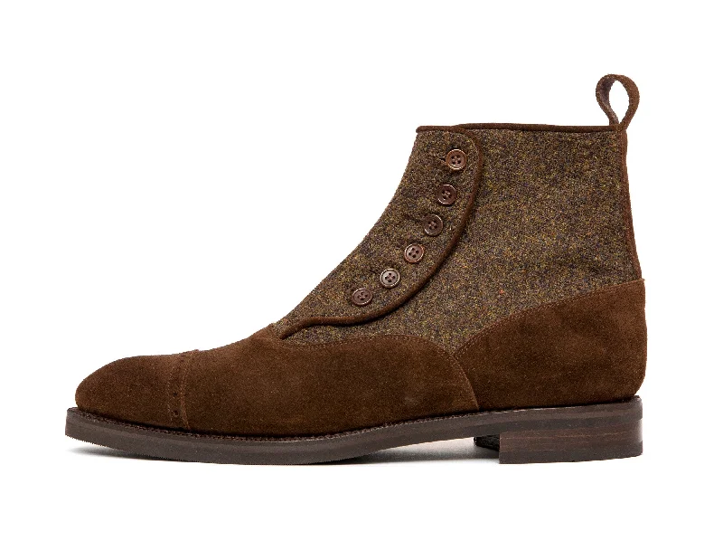 Carkeek - MTO - Dark Brown Suede / Forest Flannel - NGT Last - City Rubber Sole Slide Sandal Beach Style Carkeek - MTO - Dark Brown Suede / Forest Flannel - NGT Last - City Rubber Sole Slide Sandal Beach Style