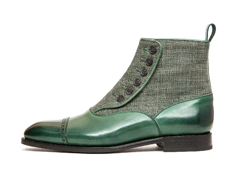 Carkeek - MTO - Forest Green Calf / Military Canvas - NGT Last - Single Leather Sole Leather Driving Shoe Style Carkeek - MTO - Forest Green Calf / Military Canvas - NGT Last - Single Leather Sole Leather Driving Shoe Style