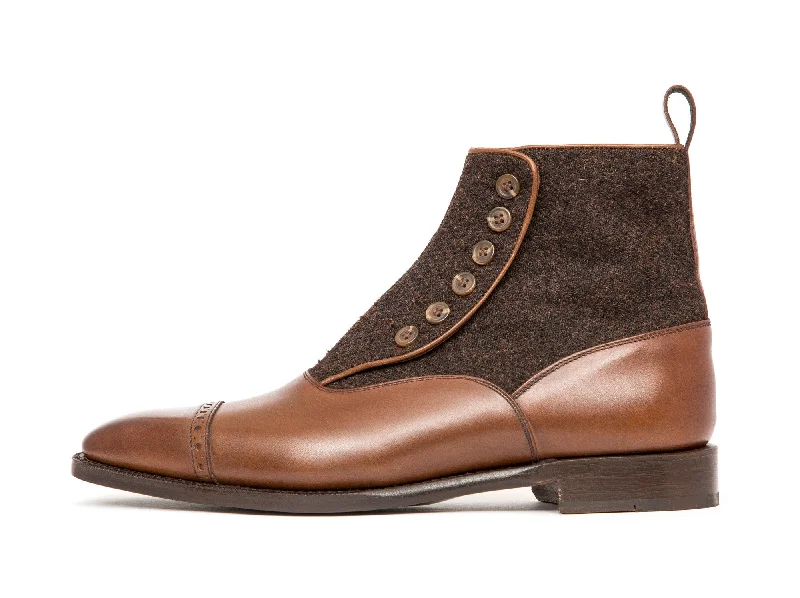 Carkeek - MTO - Mocha Calf / Chocolate Medley Flannel - MGF Last - Single Leather Sole Retro Plimsoll Style Carkeek - MTO - Mocha Calf / Chocolate Medley Flannel - MGF Last - Single Leather Sole Retro Plimsoll Style