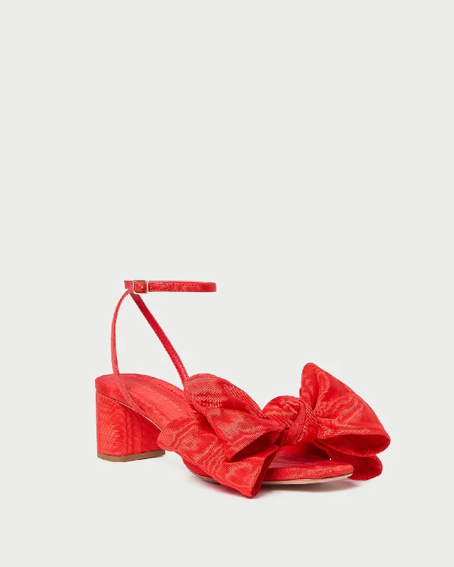 Carmen Red Moiré Bow Sandal Tailored Oxford Style 