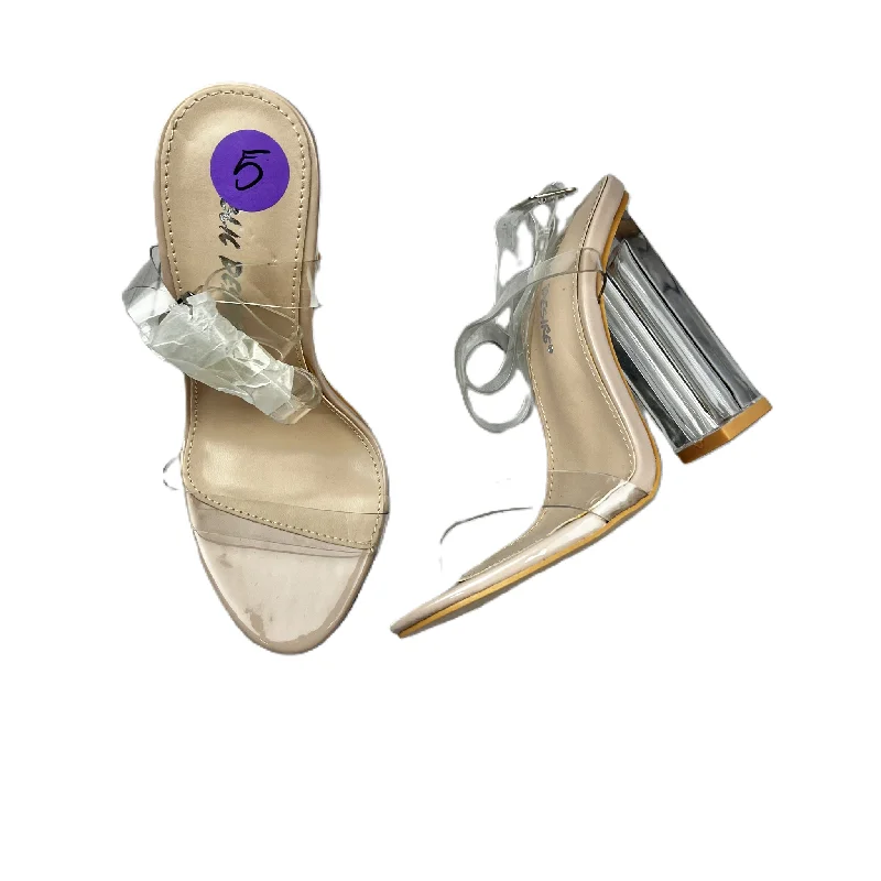 Clear Sandals Heels Block By Public Desire, Size: 5 Loose - Fit Slipper Style  