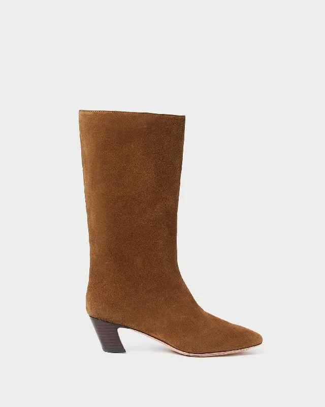 Cleo Cacao Suede Mid-Calf Boot Waterproof Hiking Boot Design  