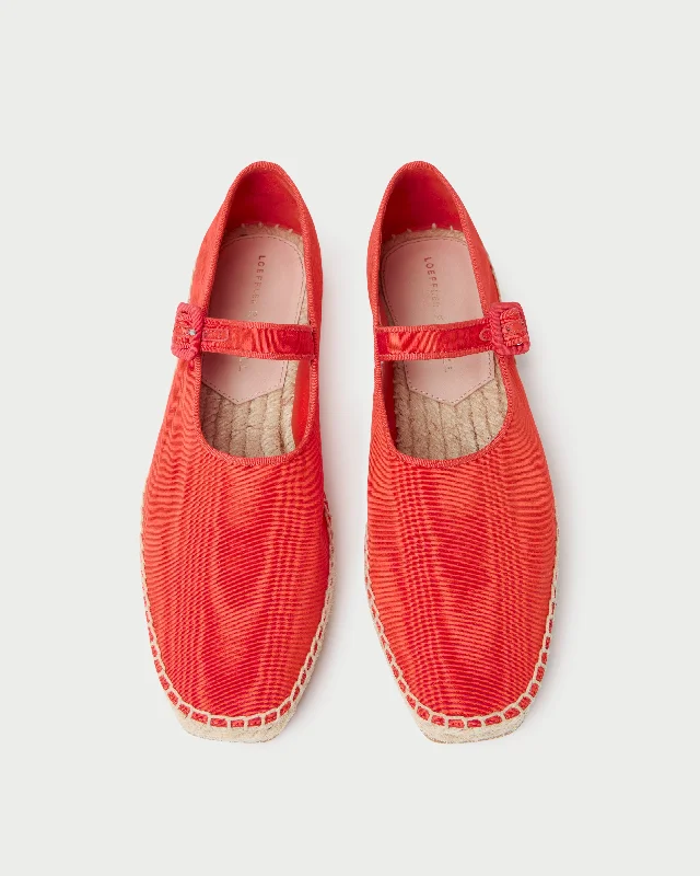 Clover Red Moiré Espadrille Combat - Inspired Military Boot Look  