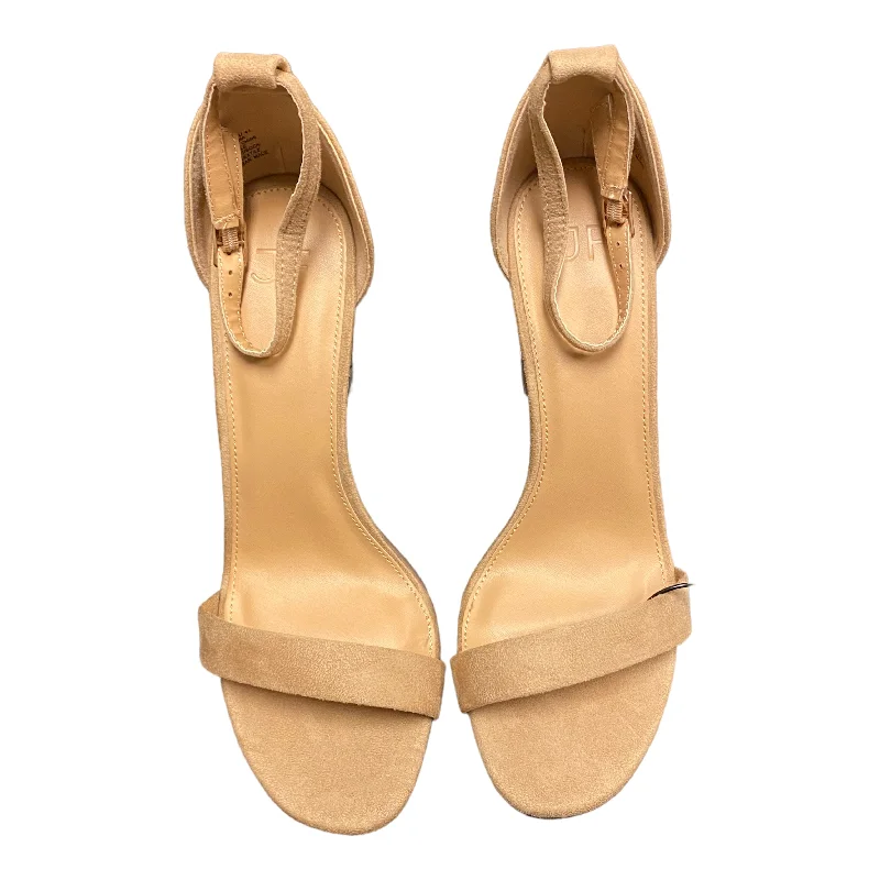 Cream Sandals Heels Block Justfab, Size 10 Edwardian Shoe Look  