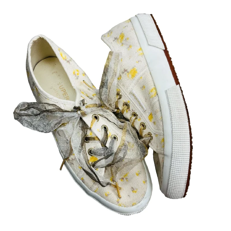 Cream & Yellow Shoes Sneakers Superga, Size 7 Comfortable Derby Style  