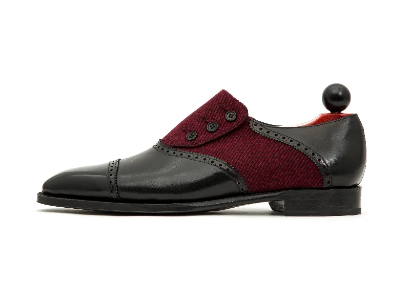 Cyril - MTO - Black Calf / Red Poulsbo - LPB Last - Single Leather Sole Striped Shoe Style Cyril - MTO - Black Calf / Red Poulsbo - LPB Last - Single Leather Sole Striped Shoe Style