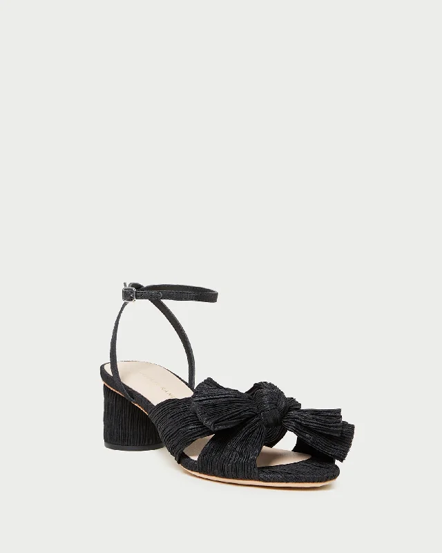 Dahlia Black Pleated Bow Heel Vintage Oxford Appeal 