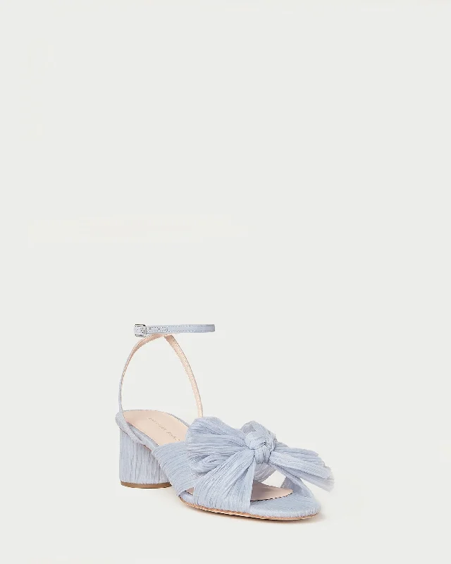 Dahlia Blue Pleated Bow Heel British Gentleman Oxford Style  