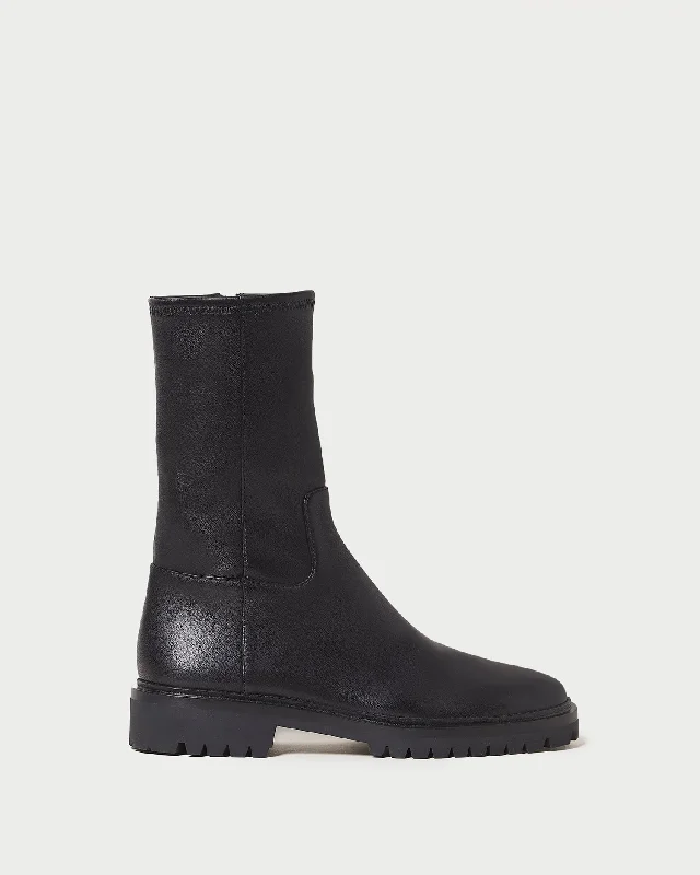 Danny Black Mid Lug Boot Artisan - Crafted Loafer Style  