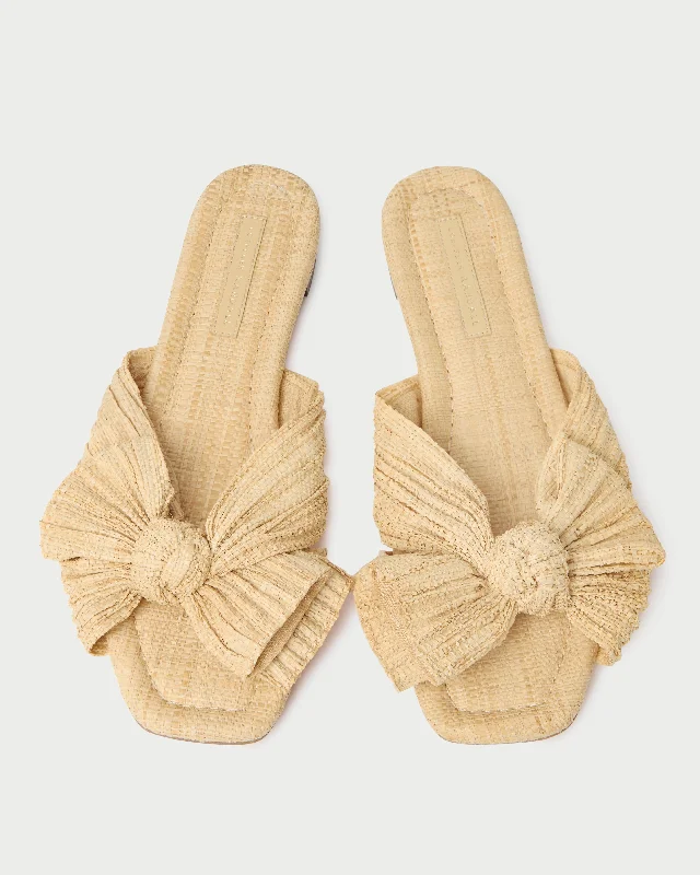 Daphne Natural Bow Slide Distressed Leather Shoe Style  