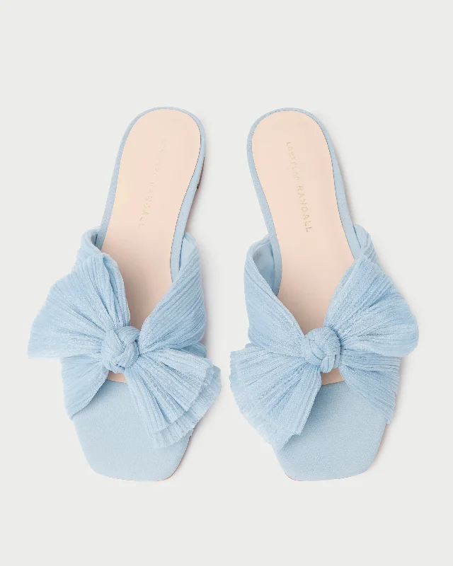 Daphne Blue Bow Slide Artisan - Crafted Loafer Style  