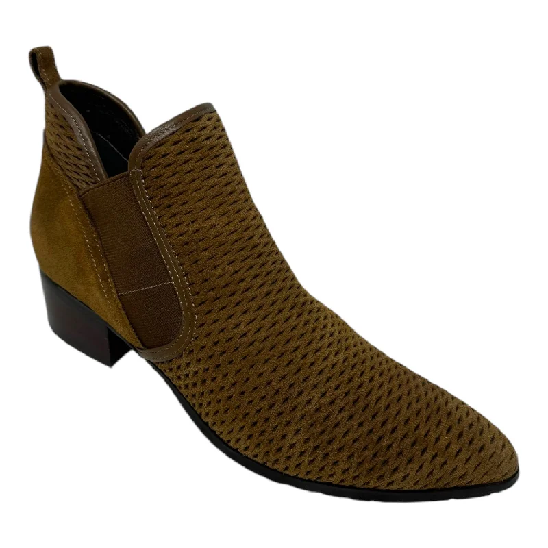 Daria Suede Boots Ankle Flats By Donald Pliner In Brown, Size: 8 Buckle -