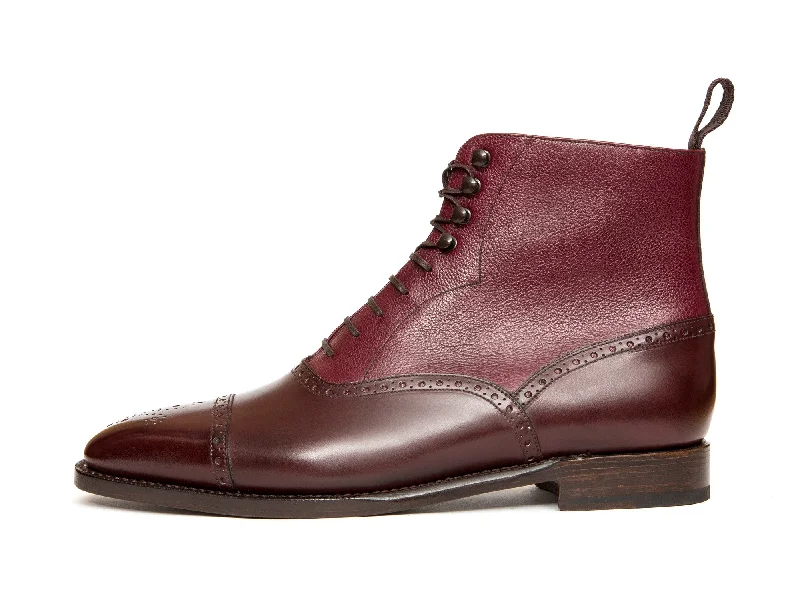 David - MTO - Deep Merlot Calf / Raspberry Soft Grain - LPB Last - Single Leather Sole Zip - Up Boot Style David - MTO - Deep Merlot Calf / Raspberry Soft Grain - LPB Last - Single Leather Sole Zip - Up Boot Style