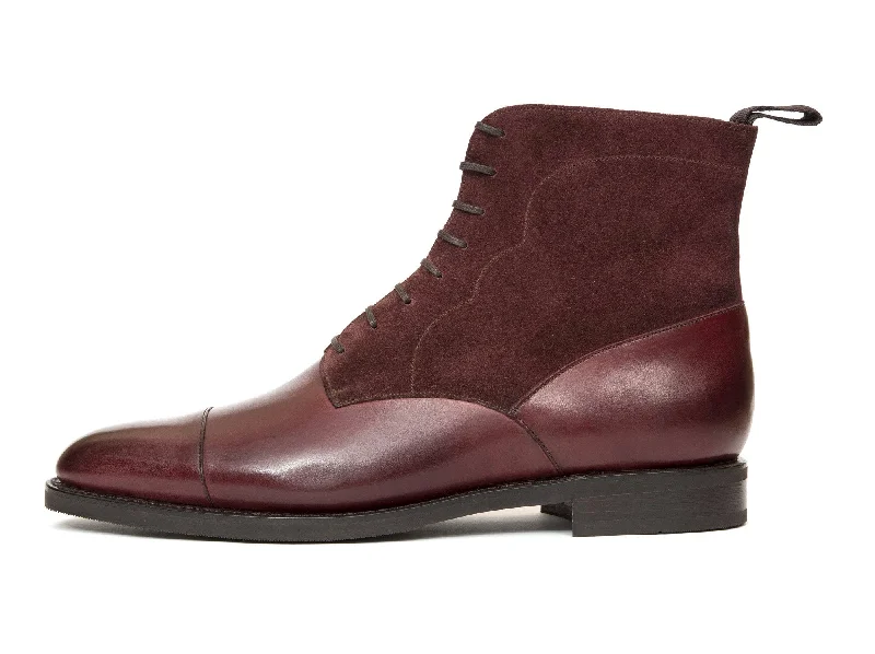 Delridge - MTO - Burgundy Calf / Burgundy Suede - TMG Last - Double City Rubber Sole Performance Running Sneaker Look Delridge - MTO - Burgundy Calf / Burgundy Suede - TMG Last - Double City Rubber Sole Performance Running Sneaker Look