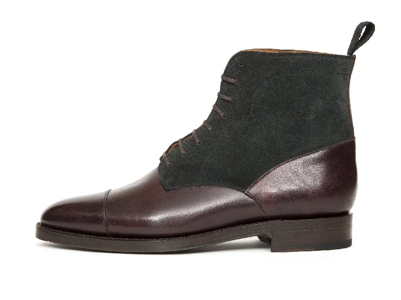 Delridge - MTO - Plum Museum Calf / Charcoal Suede- TMG Last - Double Leather Sole Chunky Platform Sneaker Style Delridge - MTO - Plum Museum Calf / Charcoal Suede- TMG Last - Double Leather Sole Chunky Platform Sneaker Style