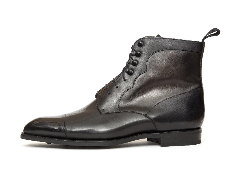 Delridge - MTO - Shaded Black Calf / Grey Museum Calf - NGT Last - Double Country Rubber Sole Monochromatic Shoe Look Delridge - MTO - Shaded Black Calf / Grey Museum Calf - NGT Last - Double Country Rubber Sole Monochromatic Shoe Look