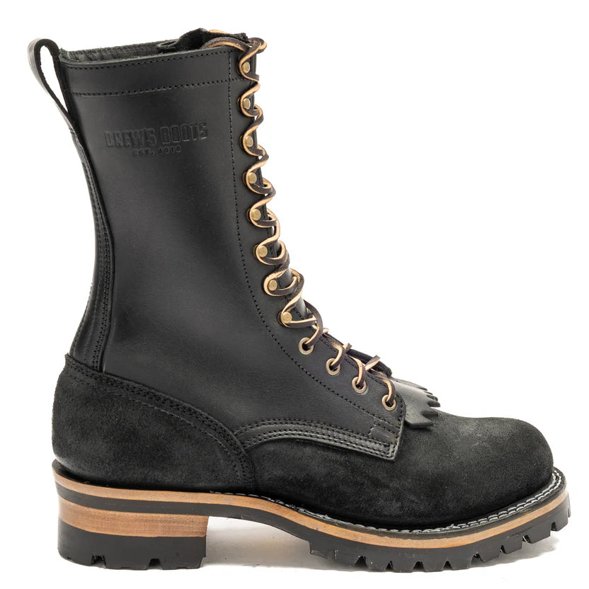 Drew's 10-inch Logger - Black Combo Size 8D Distressed Leather Shoe Style  