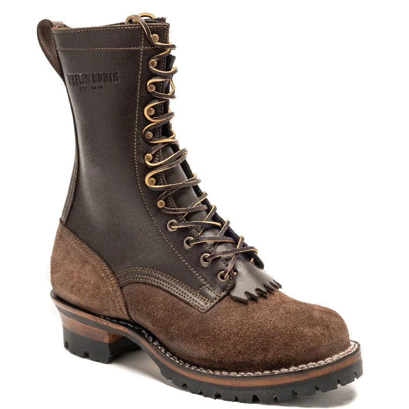Drew's 10-Inch Logger - Brown Combo Strap - Up Sandal Resort Style  