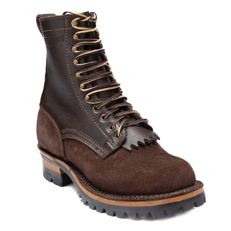 Drew's 8-Inch Logger - Brown Combo Open - Lacing Derby Look  