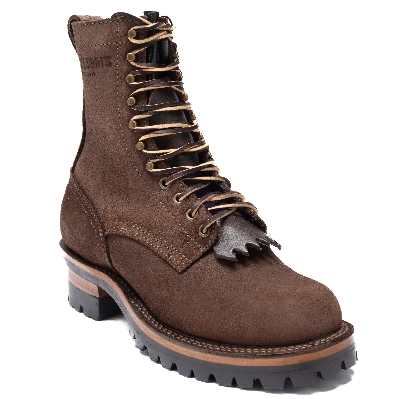 Drew's 8-Inch Logger - Brown Roughout Tailored Oxford Style 
