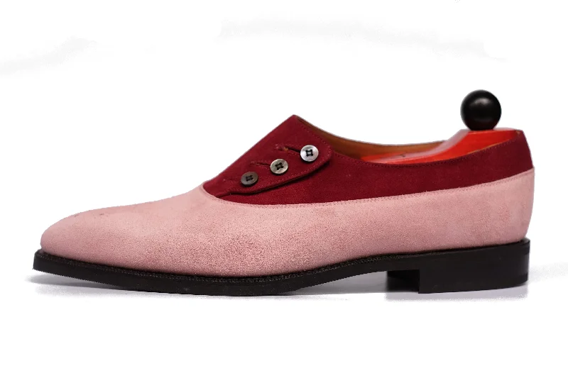 Eastmont - MTO - Pink Suede / Burgundy Suede - MGF Last - City Rubber Sole Artisan - Crafted Loafer Style  