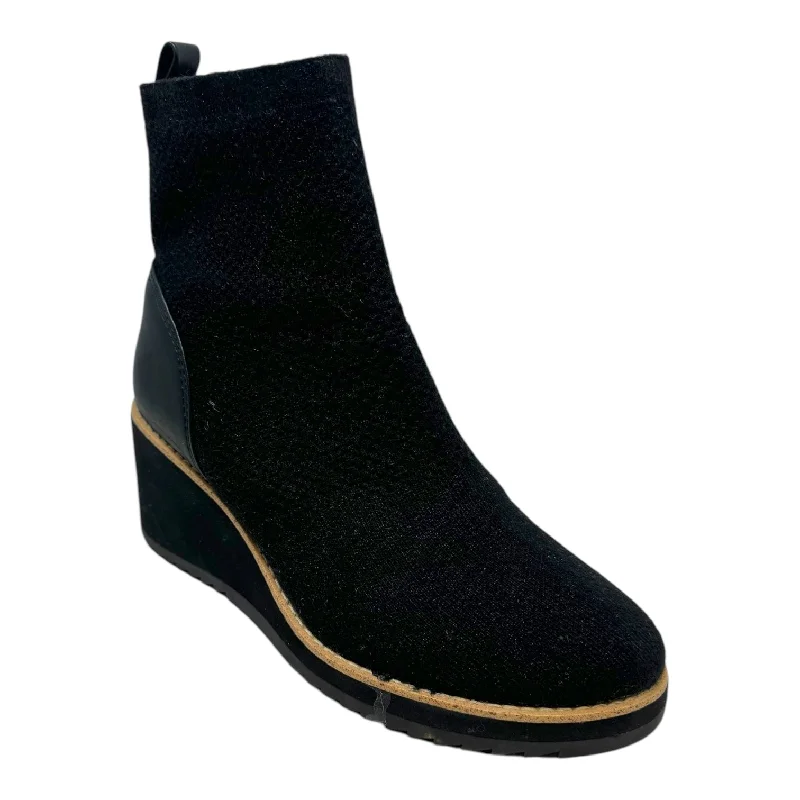 Elaina Knit Wedge Boots Ankle Heels By Sofft In Black, Size: 7.5 Tech - Inspired Sneaker Look  