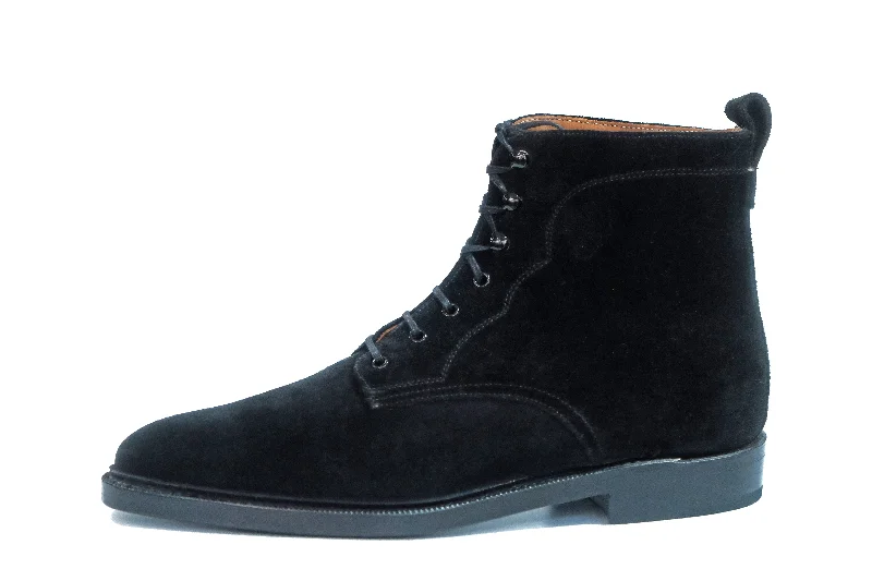 Foster - MTO - Black Suede - TMG Last - Double Leather Sole With 3/4 Storm Welt Athleisure Derby Style  