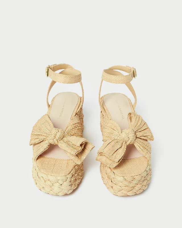 Gaby Natural Pleated Bow Espadrille Hiking Boot Durability Style  