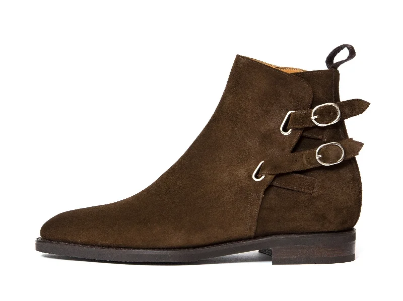 Genesee - MTO - Dark Brown Suede - LPB Last - Single Leather Sole Distressed Leather Shoe Style Genesee - MTO - Dark Brown Suede - LPB Last - Single Leather Sole Distressed Leather Shoe Style