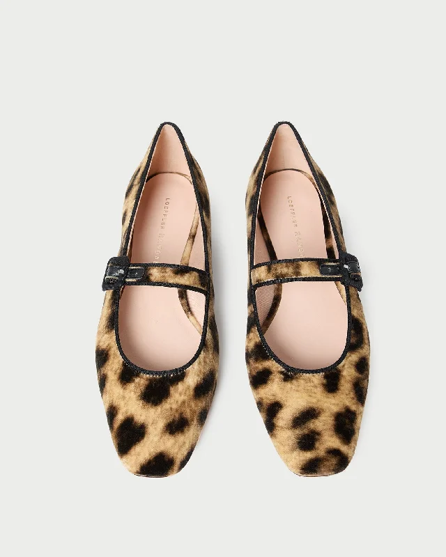Ginger Leopard Velvet Mary Jane Strap - Up Sandal Resort Style  
