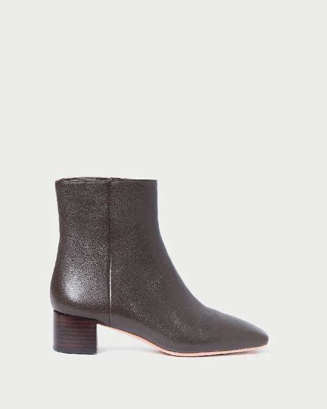 Ginny Dark Brown Leather Ankle Boot Buckle -