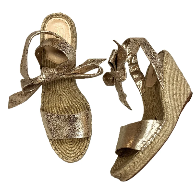 Gold Sandals Designer By Loeffler Randall, Size: 7.5 Quilted Shoe Design  