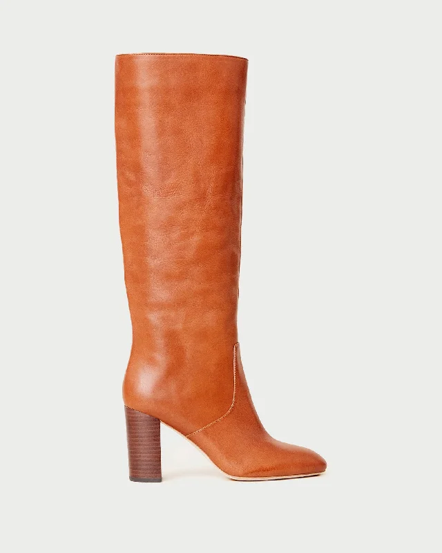 Goldy Cognac Tall Boot Tassel Driving Shoe Look 