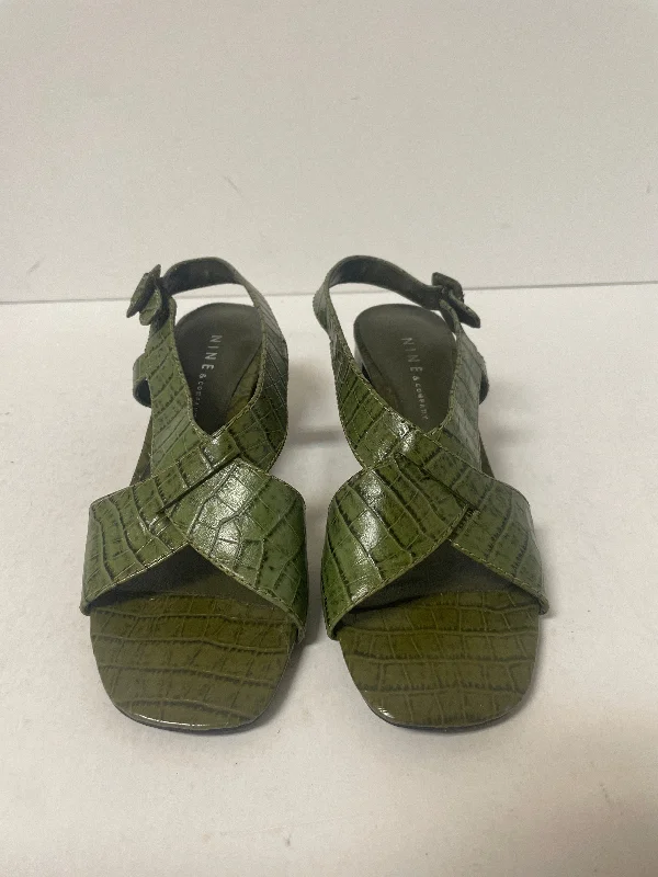 Green Sandals Heels Block Cmf, Size 7.5 Skateboarding Sneaker Style  