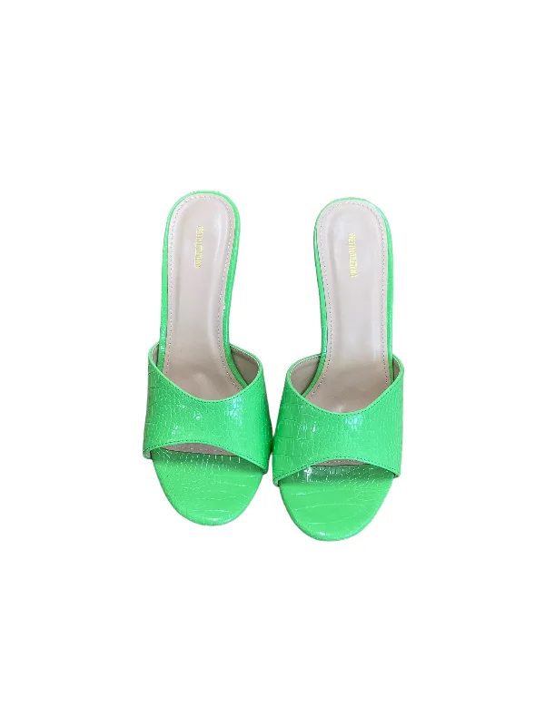 Green Sandals Heels Stiletto Pretty Little Thing, Size 9 Glow - in - the - Dark Shoe Design  
