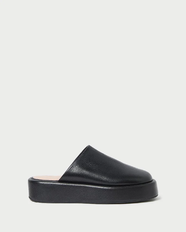 Haven Black Leather Mule Neon - Accent Sneaker Look  