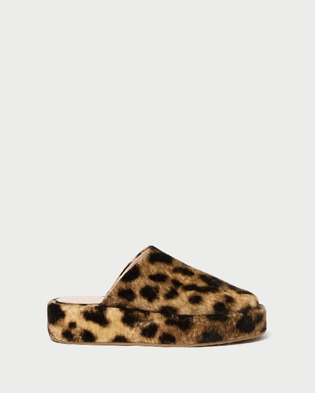 Haven Leopard Velvet Mule Retro Plimsoll Style  