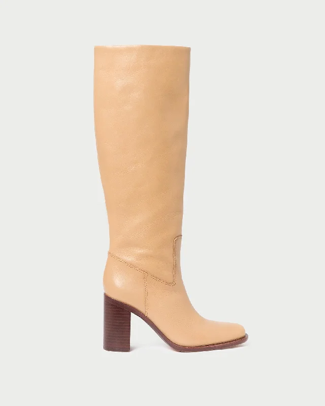 Heidi Khaki Leather Tall Boot Single - Buckle Monk Look  