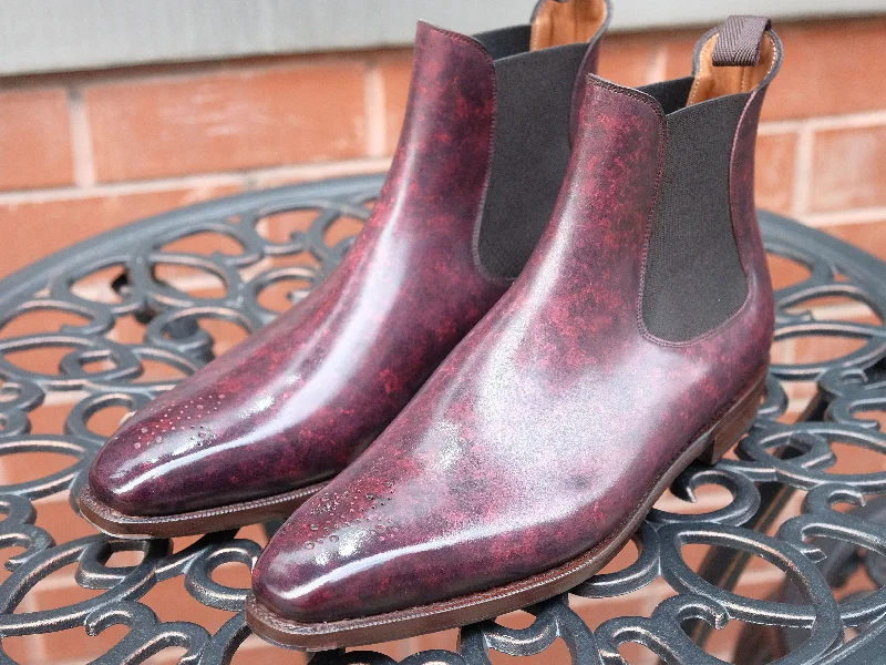 Highland - MTO - Mulberry Marble Patina Calf - MGF Last - Single City Rubber Sole Waterproof Hiking Boot Design Highland - MTO - Mulberry Marble Patina Calf - MGF Last - Single City Rubber Sole Waterproof Hiking Boot Design