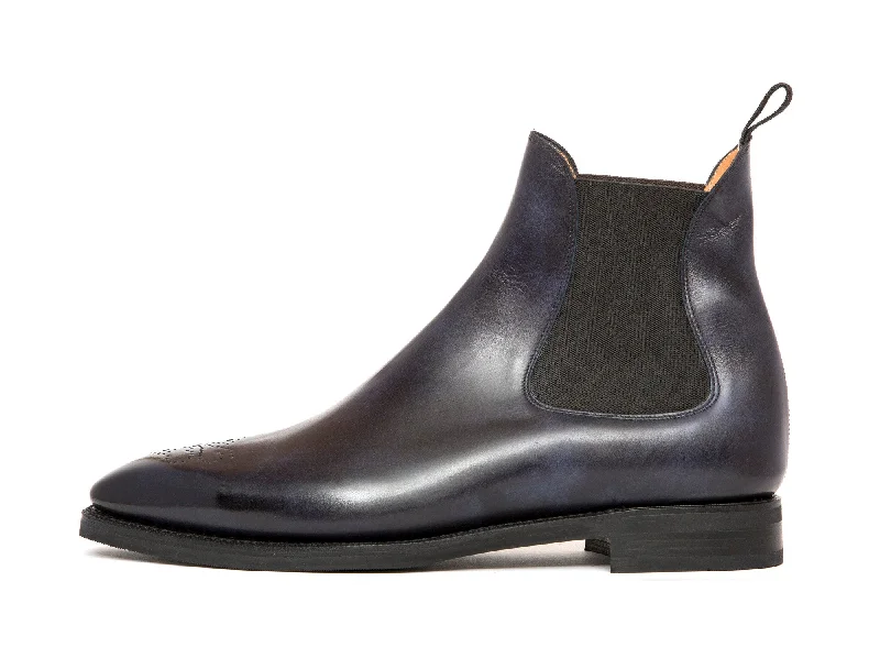 Highland - MTO - Navy Museum Calf - MGF Last - City Rubber Sole Loose - Fit Slipper Style Highland - MTO - Navy Museum Calf - MGF Last - City Rubber Sole Loose - Fit Slipper Style