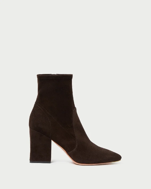 Isla Brown Suede Slim Bootie Zip - Up Boot Style  