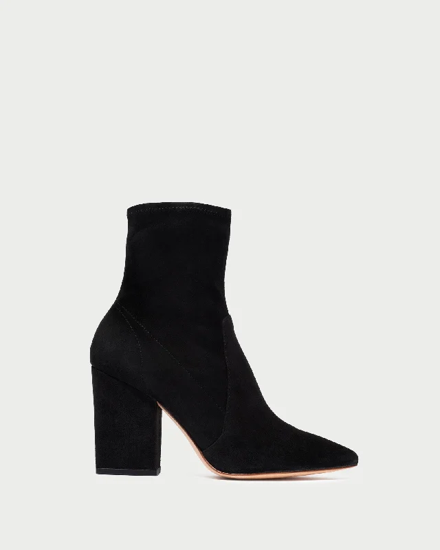 Isla Black Suede Slim Ankle Bootie Retro Basketball Sneaker Design  