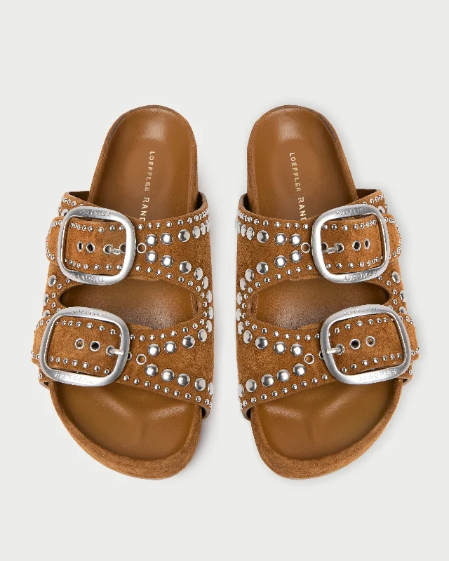 Jack Cacao Suede Studded Sandal Retro Plimsoll Style  